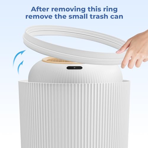 Image of Pukomc 2 Pack Automatic Trash Can 12L /3 Gallon and 10L /2.64 Gallon Bathroom Trash Bin with Lid Touchless Small Smart Motion Sensor Garbage Cans for Kitchen, Bathroom,Living Room and Bedroom