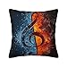 Federa per cuscino con nota musicale in acqua di fuoco, federa decorativa con chiave di violino musicale, federa per cuscino per casa, divano, letto, divano, 45,7 x 45,7 cm