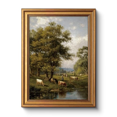 WHASAYART Vintage Gold Framed Canvas Wall Art Decor, Rustic Farmhouse