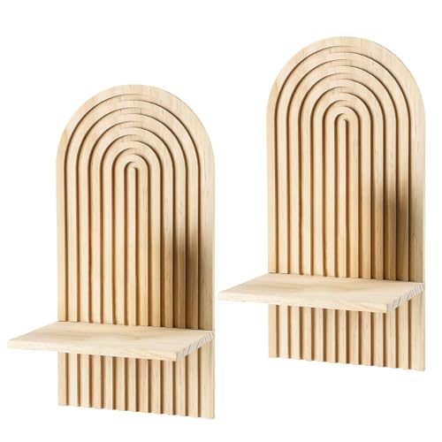 Estante de pared Boho de madera,Estantes de pared Boho de madera ballena | Librería de madera curvada Boho 2 piezas | Estante de montaje en pared, estante de pared moderno Boho, estantes de pared y