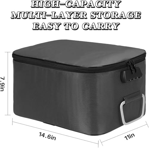 Image of Handcuffs Document Organizer Bag with Lock | Travel Document File Storage Bag with Card Slots, Large Folder Layer & Combination Lock | Secure Bag for Home, Office, Travel (Black)