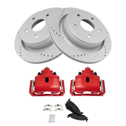 Image of TRQ Performance Rear Brake Pad & Rotor Kit Compatible with 2007-2009 Chrysler 2002-2010 Dodge 2011-2018 Ram