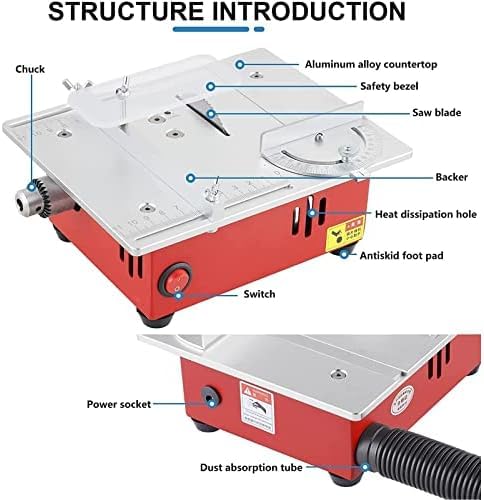 Mini Sierra de Mesa para carpintería, máquina de Corte eléctrica de precisión con Disco de amolar, Ideal para proyectos de Bricolaje, Manualidades y Pasatiempos.