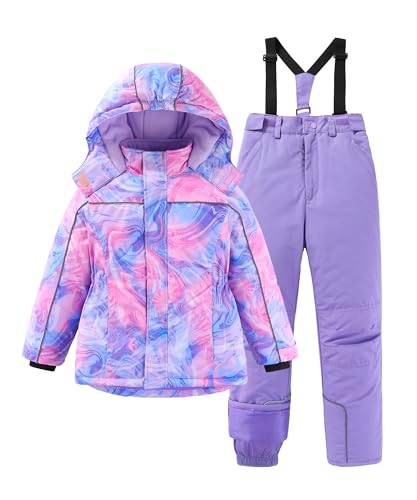 M2C Girls Thicken Warm Hooded Striped Ski Snowsuit Jacket & Pants