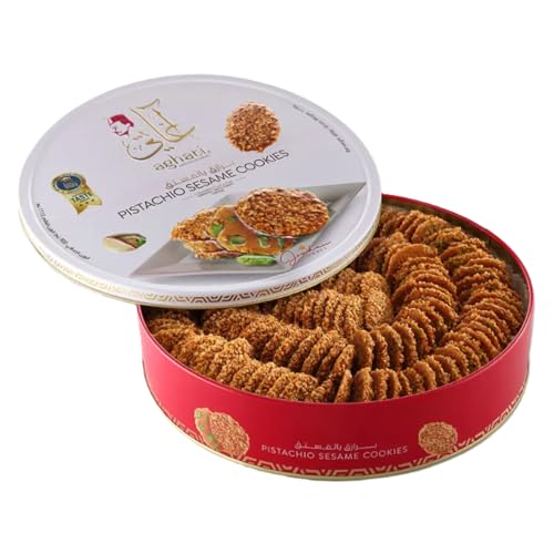 Ben's Garden Selection: Aghati Barazeq – Premium Pistazien-Sesam-Kekse aus Jordanien 500g – Traditionelles Gebäck mit echter Butter – Inklusive Ben's Garden Notizblock