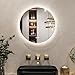 Keonjinn Badspiegel mit Beleuchtung Rund 50cm, Badezimmerspiegel mit Beschlagfrei Touch Schalter Speicherfunktion 3 Lichtfarben Dimmbarer LED Bad Spiegel Ohne Rahmen Badezimmer Wandspiegel