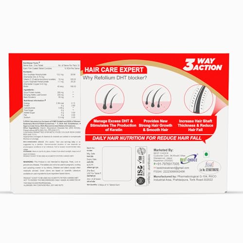 Image of DHT Blocker with Biotin | Helps Reduce Hair Fall, Stimulates Hair Growth | Hair Vitamins for Men & Women (30 Tablets) (PACK OF 3)
