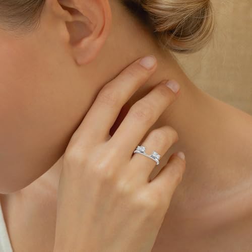 Diamond2Deal 14k White Gold 1/2Ct Lab Grown Diamond Guard Ring VS-SI Clarity, G-H Color2