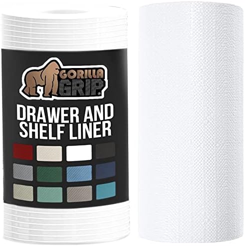 Gorilla Grip Ribbed Drawer Liner and Drawer Liner, Ribbed Liner Size 12x20 in Clear, Waterproof Liners for Drawers, Shelf Liner Size 17.5x20 in White, Non Adhesive Liners, 2 Item Bundle image 5