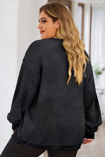 Image of Eytino Women Plus Size Sweatshirt Oversized Crew Neck Long Sleeve Tops