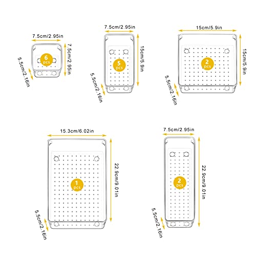 image for COOVCCO 16 Pcs Desk Drawer Organizer Trays, 5-Size Drawer Divider Stor