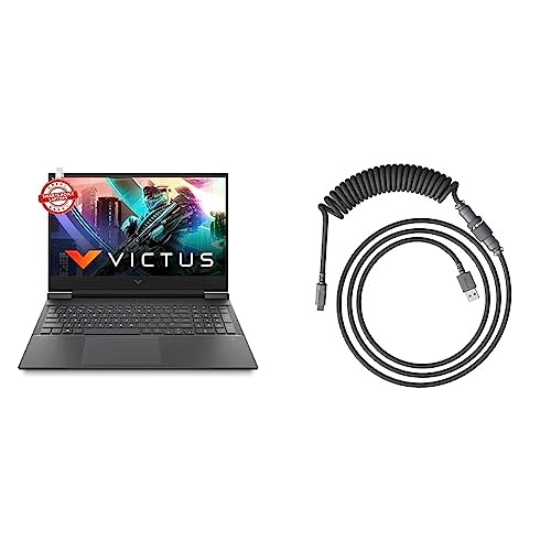 Image of HP Victus Gaming AMD Ryzen 7-5800H 16.1 inch(40.9 cm) FHD Gaming Laptop & HyperX USB-C Coiled Cable Gray