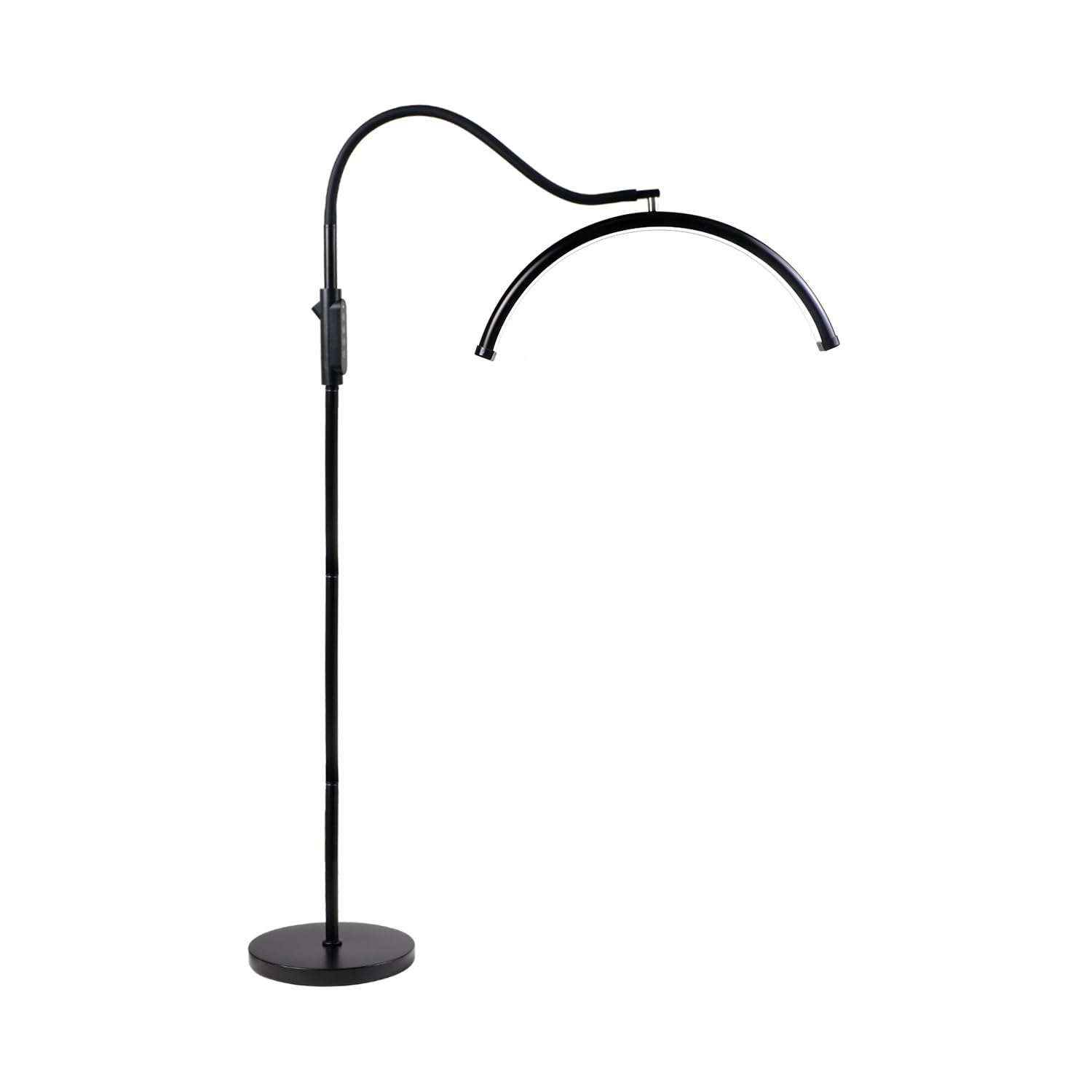 19-inch Half Moon Lash Lamp for Eyelash Extensions - Pro LED Light for Eyetech,Tattoo Artists,Estheticians,Adjustable Gooseneck, Dimmable Cool/Warm Lighting & Brightness (Black-Tool Tray)