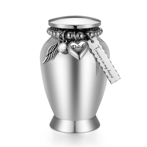 Dletay Petite urne funéraire pour papa 7,2 cm avec breloque en forme de croix, en acier inoxydable