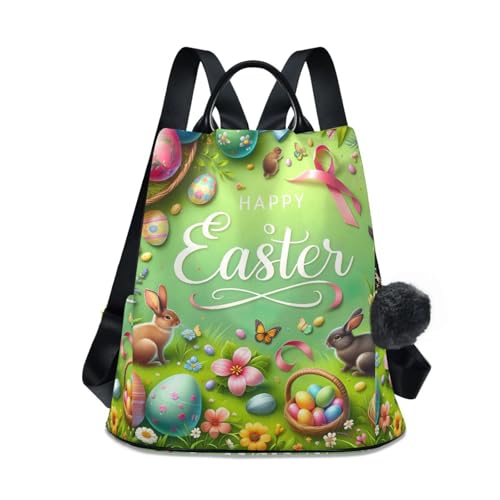 Sac à dos de Pâques avec pompon et système antivol intégré pour femme moderne