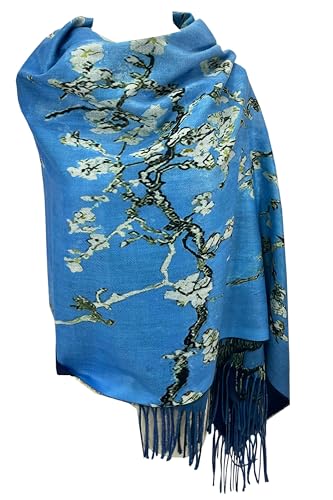 GFM® Schal aus Wollmischung, Kaschmir-Textur, Malerei, Kunstdruck, Schal, Schal für Herbst und Winter, Van Gogh Mandelblüte - (PWSHL-FS-5129-A)