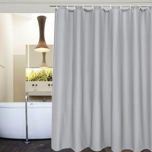 Luoqun88 Shower Curtain, Shower Curtain Anti Mould, Waterproof PEVA Bath Curtains, Mildew Resistant Bathroom Shower Curtains with 12 Hooks, Shower Curtains for Bath Tub Shower 180 x 180 cm (Grey)