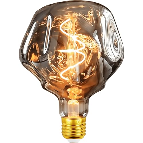 EAVOLUSON Ampoule Décorative E27 Géante Diamètre 125mm Dimmable, Grosse Ampoule E27 Vintage 4w LED Fumé, Design Irrégulière, Idéale pour Chambre à...