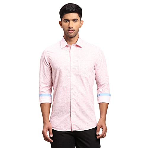 Image of Colorplus Men's Pure Cotton Print Pattern Contemporary Fit Spread Collar Full Sleeve Casual Shirt