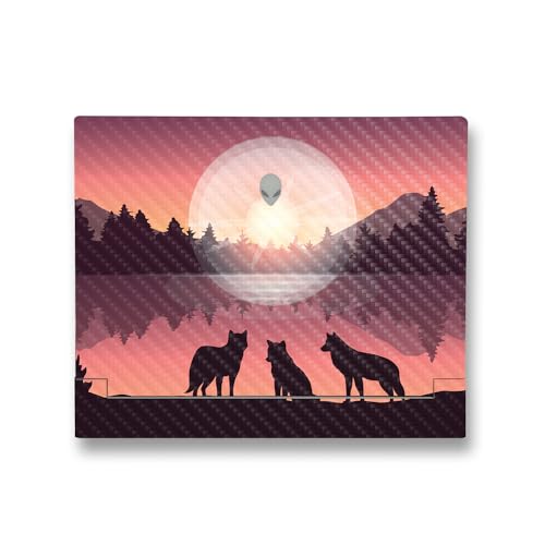 Image of MightySkins Carbon Fiber Skin Compatible with Alienware X14 R2 (2023) Full Wrap Kit - Wolf Silhouette | Protective, Durable Textured Carbon Fiber Finish | Easy to Apply | Made in The USA