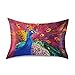 426 Taie Coussin Peinture À l'huile De Paon Multicolore Housse De Coussin Rétro Taie d'oreiller Carré Taie D Oreiller pour Chambre, Patio, Jardin, 40X60Cm