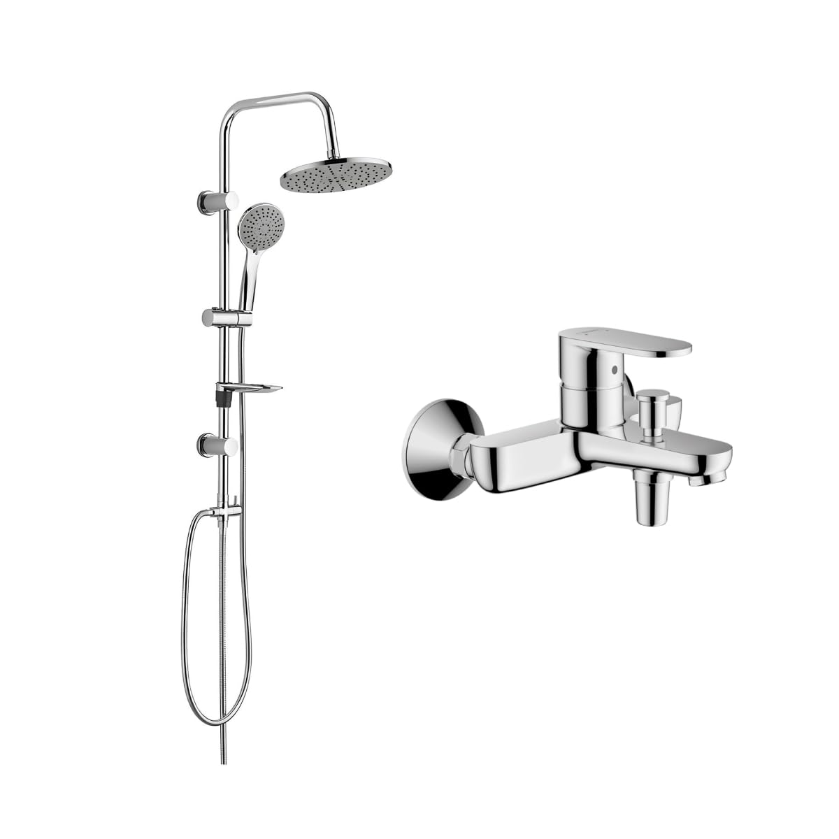 Belvit Hansgrohe Vernis Blend Wannenmischer Set, Chrom Grau