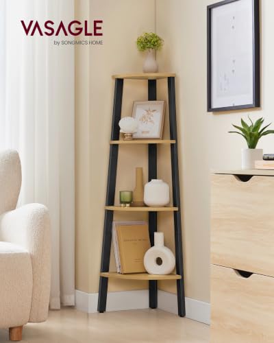 Image of VASAGLE 4-Tier Corner Shelf Stand, Modern Ladder Shelf