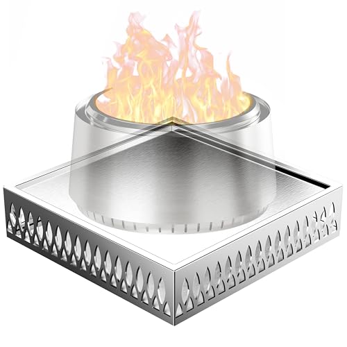 Lezbanz Stainless Steel Fire Pit Base for Surface Protection X24 (25.6 Inch) Metal Fire Pit Mat Heavy Duty Accessory for Solo Stove Deck Protector with Air Vents for Indoor Outdoor Use