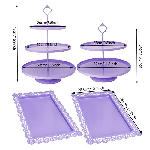 Set of 4 Pcs Iron Cake Stand Cake Holder Dessert Serving Trays for Wedding Birthday Party Baby Shower Display (Purple) by FEOOWV - Image 2