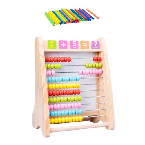 FELTECHELECTR Ábaco de Madera, Juguete Educativo Temprano Multifuncional Tablero de Dibujo de Doble Cara y Soporte de Cálculo Creativo, Adecuado para Aprendizaje Matemático y Desarrollo