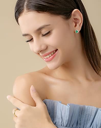 VONSSY Hypoallergenic Gemstone Stud Earrings, Brilliant Zirconia Crystal Earrings, White/Rose Gold Sterling Silver Posts Nickel Free, Trendy Vintage Diamond Earrings for Women Daughter Girlfriend Her