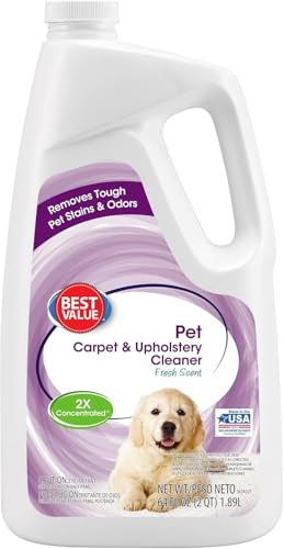 Pet Carpet Stain Remover Fresh Scent 64 Fl Oz – Powerful Pet Stain & Odor Cleaner for Carpets & Upholstery, Fresh Fragrance, Deep Cleaning Formula for Dogs & Cats, Large Value Bottle