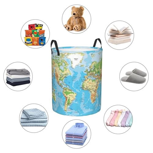 Panier à linge panier à linge grand format imprimé carte du monde pour lit - 7