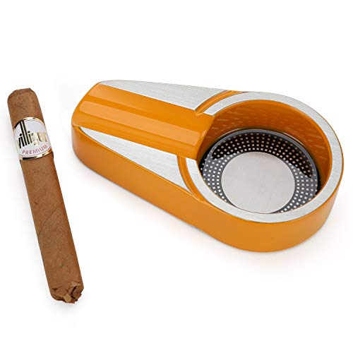 Cendrier à cigare en aluminium YXWYXWA CA-Silver au design épuré argenté CA-0001