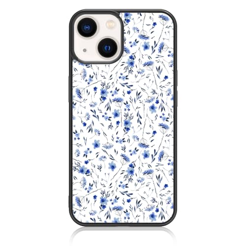 Axulimin Cute Blue Flower Floral Aesthetic Phone Case for iPhone 14 & iPhone 13 Case for Teen Girls Women Kids Girls -6.1Inch