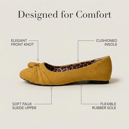 Image of Epic Step Ballet Flats for Women, Comfortable Slip on Faux Suede Round Toe, Ballerina Dressy Flat Shoes