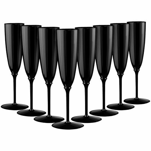 DECORLINE 8 FLÛTES À Champagne RÉUTILISABLE 170ML Noir