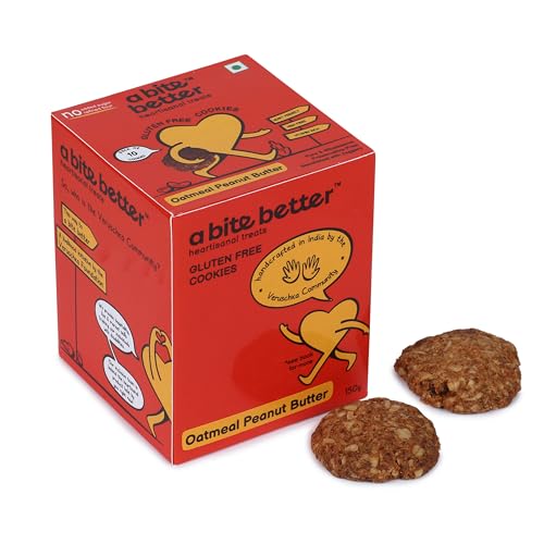 a bite better Oatmeal Peanut Butter Cookies | 150 gm | Nutty & Wholesome | Gluten-Free Maida-Free Sugar-Free | High in Fiber & Protein | No Refined Sugar | No Palm Oil | Crunchy & Satisfying Anytime Snack