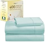 California Design Den Twin XL Sheet Sets - Soft 400 Thread Count Sateen, Natural 100% Cotton Sheets Set with Deep Pockets, Cooling and Durable Bedding - Seafoam