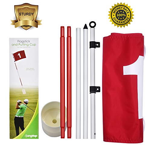 KINGTOP Golf Pin Flags Basic, Practice Putting Green Flagstick Hole Cup