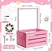 Barydat Wooden Baby Crate Closet, Baby Basket with Handle and Garland Storage Hamper Shower Wooden Gift Crate Letters Self Adhesive for Pregnancy New Parent(Pink)