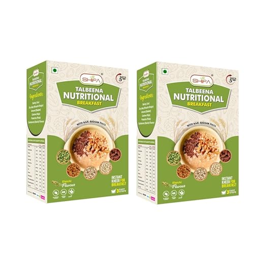 Image of Shifa Talbeena Nutritional Breakfast Elaichi Flavor with Kaju, Pista and Badam | Instant Healthy Kheer Mix with Barley, Dry Fruits | High Fiber, No Preservatives | 100% Natural | Ready in 5 Mins | 250g (Pack of 2)