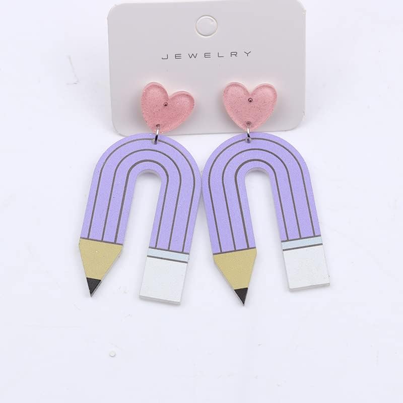 Acrylic Pencil Drop Dangle Earrings Creative Rainbow Back to School for Students Women Appreciation Teacher Pre-K Earrings Jewelry - Image 2