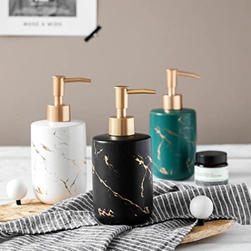 Ceramic Soap Dispenser, Classic Marble Hand Soap Dispenser Countertop Lotion Liquid Dispenser Bottle Soap Pump Dish Soap Dispenser (Black) #TOP3