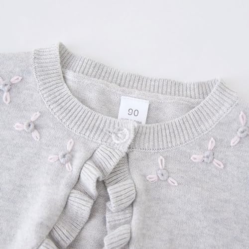 Yartina Toddler Kids Girls Spring Cotton Rib Knit Bolero Cardigan Long Sleeve Ruffle Sweater Tops Dress Cover Up3