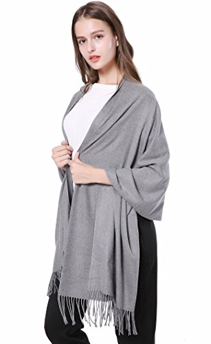 JAKY Global Cashmere Scarf Pashminas Wraps Shawl Super Soft and Warm 70" x 27" Scarves Women Men(Grey)