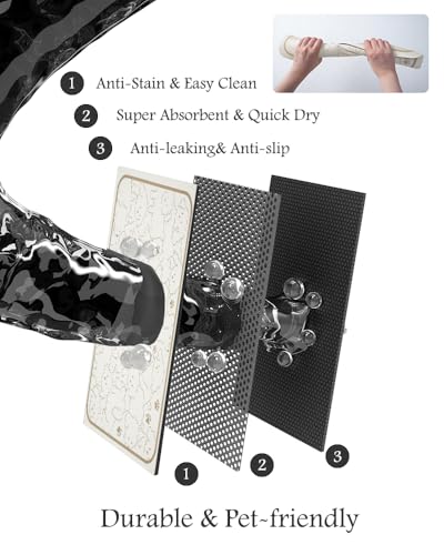 Image of Pet Feeding Mat-Absorbent Dog Mat for Food and Water Bowl-No Stains Quick Dry Water Dispenser Mat-Dog Accessories Pet Supplies-Bowl for Messy Drinkers（FRAMEDOGS,12 inchx19 inch