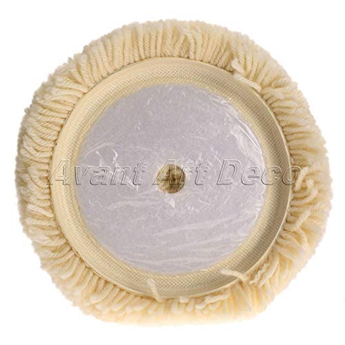 Image of DIY Crafts Pack Of 1 Pc, Off White Round, 7 inchinch Car Polishing Soft Wool Auto-Stick Pad Buffing Cleaning Polisher Kit For Industry Furniture Glass Car Steel Tabl(Pack Of 1 Pc, Off White Round)