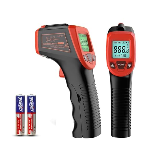 Infrarot Thermometer, berührungslos, digitale Laser-Temperaturpistole, Farbdisplay -50 °C bis 600 °C mit LCD-Display – zum Kochen/Grillen/Gefrierschrank/Pizzaofen (rotes Upgrade)