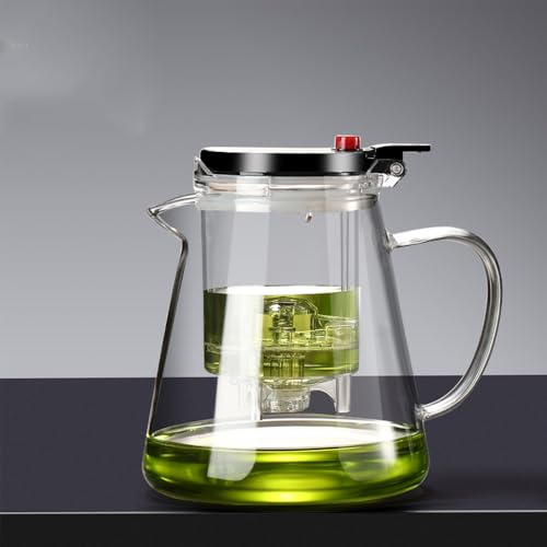 FUYTERY Glas Teekanne mit abnehmbarem Infuser, Kungfu Teekunst Glas Teekanne Edelstahl Filterkanne mit Infuser, blühende und lose Blatt Tee Maker Set (750ML)
